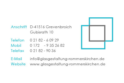 Visitenkarte Front Glasgestaltung Rommerskirchen